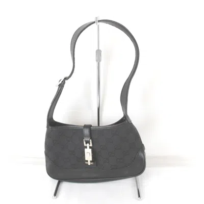 Pre-owned Gucci Black Gg Canvas Leather Shoulder Bag ()