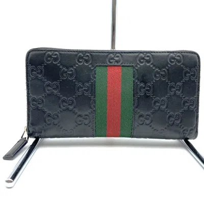 Pre-owned Gucci Black Gg Canvas Long Wallet (bi-fold) ()