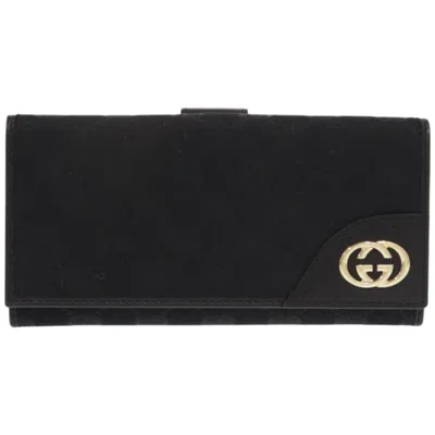 Pre-owned Gucci Black Gg Canvas Long Wallet (bi-fold) ()