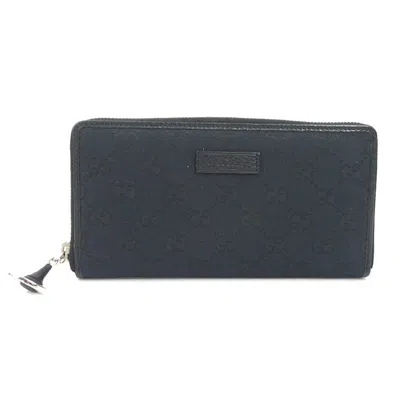 Pre-owned Gucci Black Gg Canvas Long Wallet (bi-fold) ()