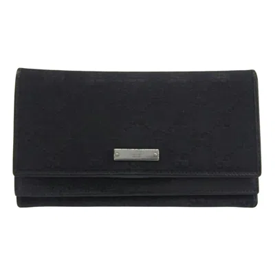 Pre-owned Gucci Black Gg Canvas Long Wallet (bi-fold) ()