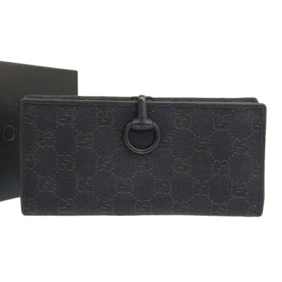 Pre-owned Gucci Black Gg Canvas Long Wallet (bi-fold) ()