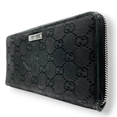 Pre-owned Gucci Black Gg Canvas Long Wallet (bi-fold) ()