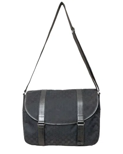 Gucci Black Gg Canvas Messenger Bag - '10s (authentic Pre-loved)