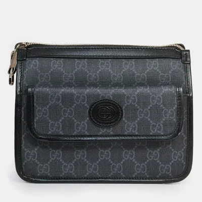 Pre-owned Gucci Black Gg Canvas Messenger Bag