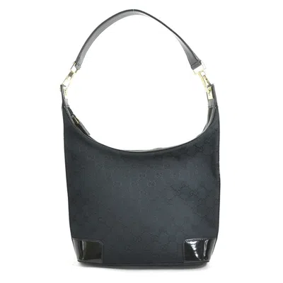 Pre-owned Gucci Black Gg Canvas Patent Leather Shoulder Bag ()