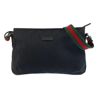 Pre-owned Gucci Black Gg Canvas Pochette Shoulder Bag ()