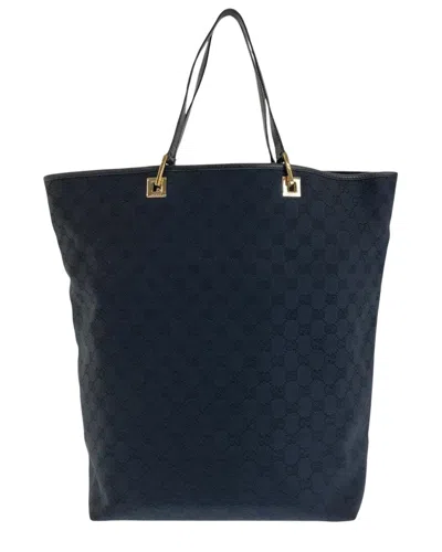 Gucci Black Gg Canvas Tote (authentic Pre-loved) In Blue