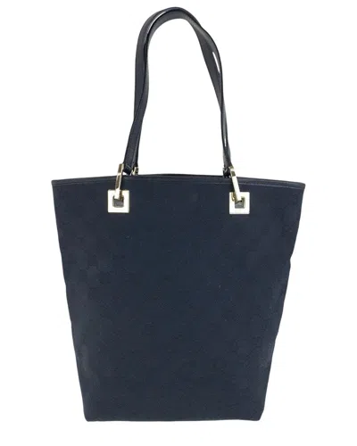 Gucci Black Gg Canvas Tote (authentic Pre-loved) In Blue
