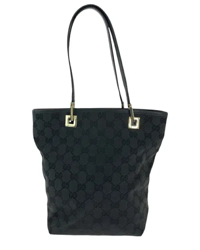 Gucci Black Gg Canvas Tote Shoulder Bag (authentic Pre-loved)