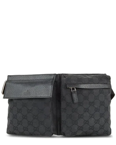 Gucci Black Gg Canvas Waist Bag (authentic ) In Metallic