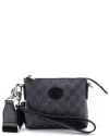 Gucci Black Gg Coated Canvas Interlocking G Patch Wristlet Messenger Bag Mini  (authentic Pre-loved) In Gray
