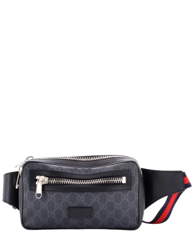 Gucci Black Gg Coated Canvas Soft Zip Belt Bag Small (authentic Pre-loved) In Blue