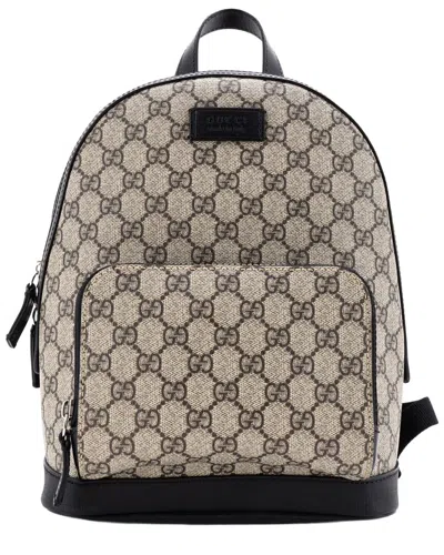 Gucci Black Gg Coated Canvas Zip Pocket Backpack Small (authentic Pre-loved) In Gray