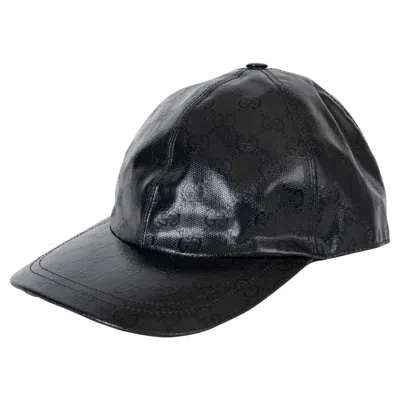 Pre-owned Gucci Black Gg Crystal Canvas Baseball Cap Hat L