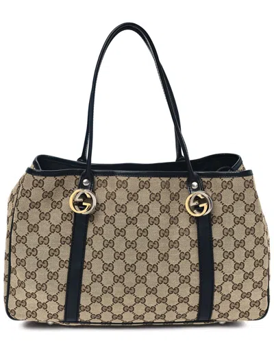 Gucci Black Gg Crystal Canvas Twins Tote (authentic Pre-loved)