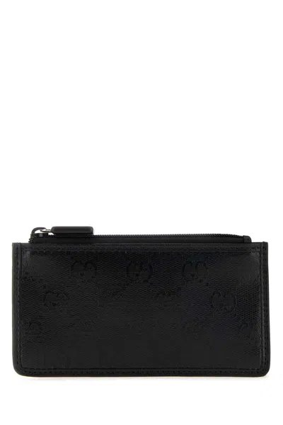 Gucci Black Gg Crystal Fabric Card Holder In Blk