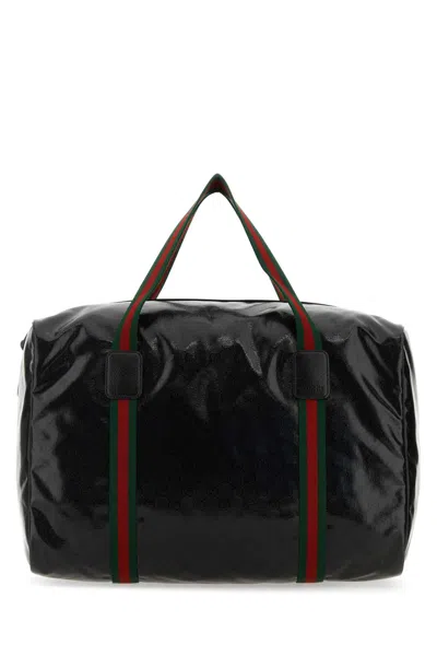 Gucci Black Gg Crystal Fabric Travel Bag In Blk
