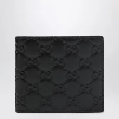 Gucci Black Gg Emblem Bi-fold Wallet With Coin Pocket Men In Brown