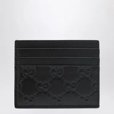 Gucci Black Gg Emblem Card Holder Men In Brown