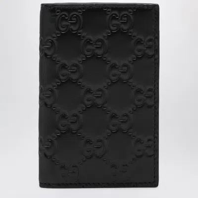 Gucci Black Gg Emblem Vertical Card Holder