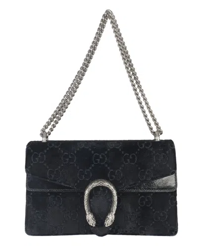 Pre-owned Gucci Black Gg Embossed Velvet Small Dionysus Chain Bag (authentic Pre-loved)