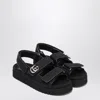Gucci Black Gg Fabric Sandals With Double G Women In Black