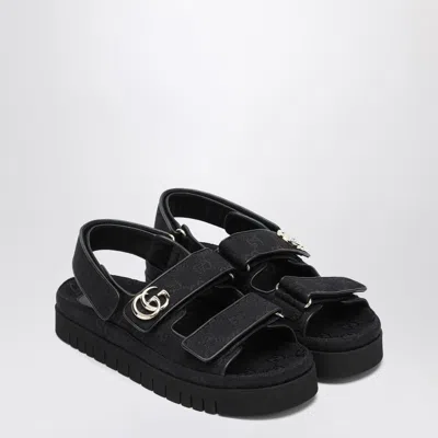 Gucci Black Gg Fabric Sandals With Double G Women