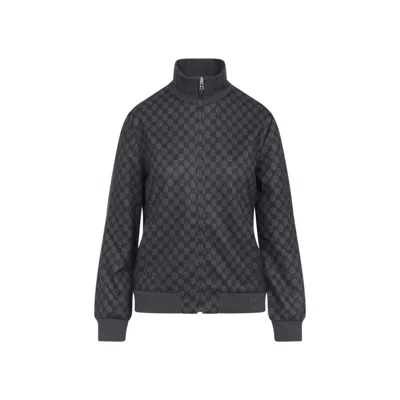 Gucci Black Gg Fullzip Sweatshirt In Gray