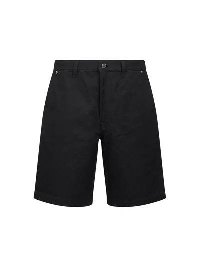 Gucci Black Gg Jacquard Cotton Denim Shorts