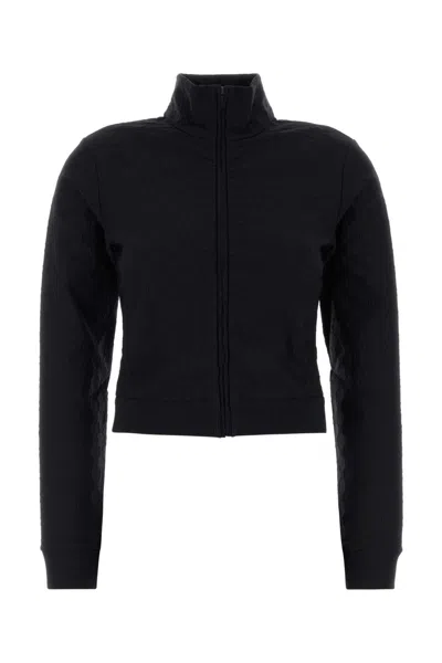 Gucci Gg Jacquard Sweatshirt High Collar Design In Black