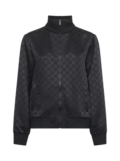 GUCCI BLACK GG JACQUARD ZIP-UP JACKET