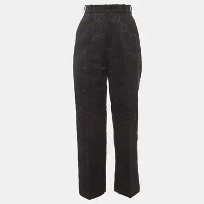 Pre-owned Gucci Black Gg Jumbo Canvas Trousers M In Blue