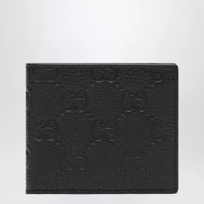 Gucci Black Gg Leather Bi-fold Wallet Men