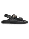 Gucci Nappa Leather Open Toe Flat Sole Sandals In Black
