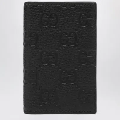 GUCCI GUCCI  BLACK GG LEATHER WALLET