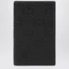 Gucci Men Black Bi-fold Wallet With Vertical Design In Gg Granied Leather Man In Black