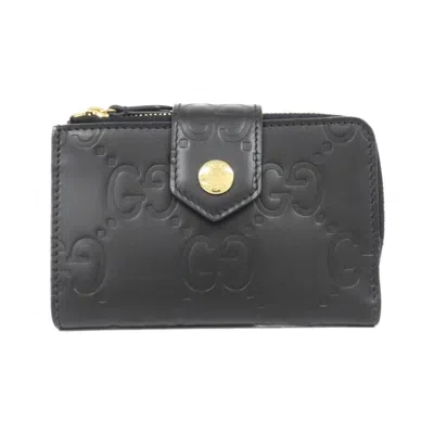 Pre-owned Gucci Black Gg Leather Wallet (bi-fold) ()