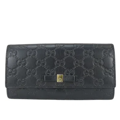 Pre-owned Gucci Black Gg Leather Wallet (bi-fold) ()