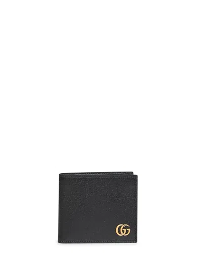 Gucci Black Gg Marmont Bi-fold Card Case Wallet