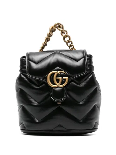 GUCCI BLACK GG-MARMONT LEATHER BACKPACK