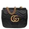 Gucci Black Gg Marmont Mini Shoulder Bag In Black