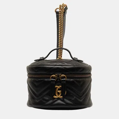Pre-owned Gucci Black Gg Marmont Round Backpack