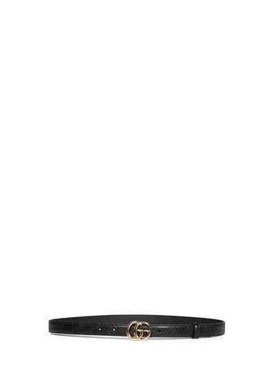 Gucci Black Gg Marmont Slim Belt