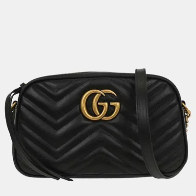 Pre-owned Gucci Black Gg Marmont Small Camera Bag