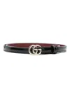 GUCCI BLACK GG MARMONT THIN LEATHER BELT