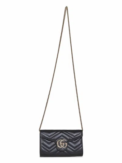 Gucci Black Gg Marmont Wallet On Chain In Purple