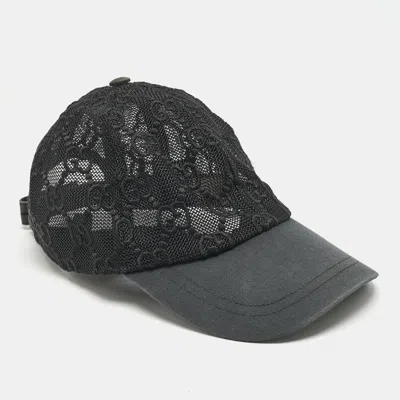 Pre-owned Gucci Black Gg Mesh Baseball Cap S