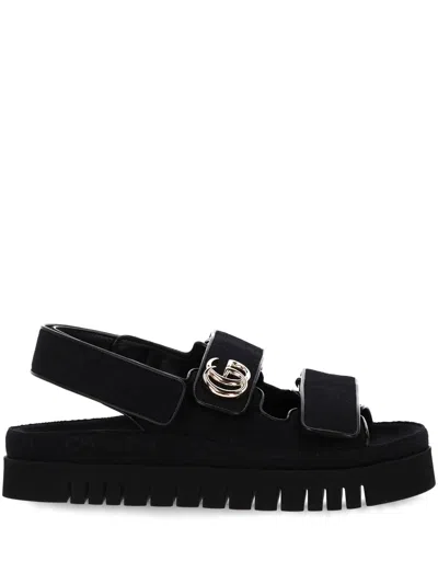 Gucci Black Gg Motif Sandal