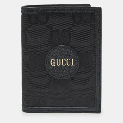 Pre-owned Gucci Black Gg Nylon And Leather Off The Grid Passport Holder
